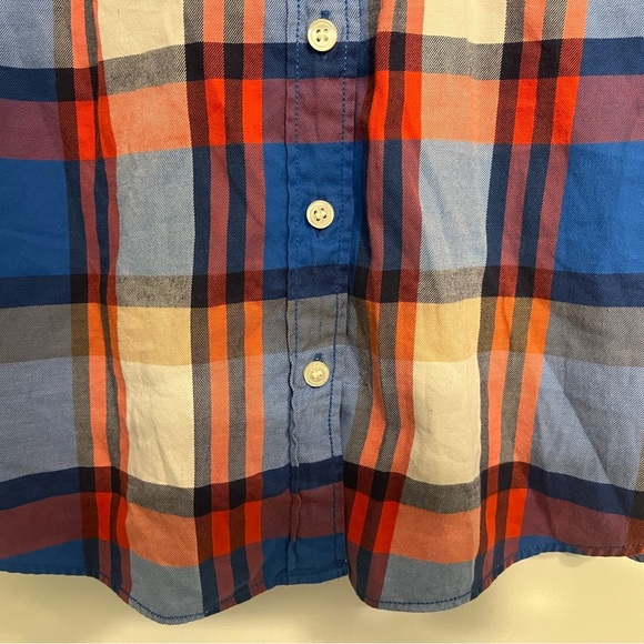 J. Crew Blue Orange Plaid Perfect Fit Button Down Size Small Petite - Picture 12 of 13